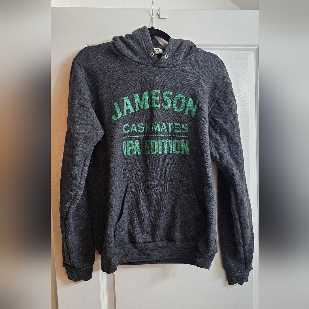 Gray Hoodie with Green Jameson Logo